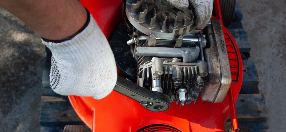 Lawn mower repair with a torque wrench — mobile small engine service in Maple Valley WA